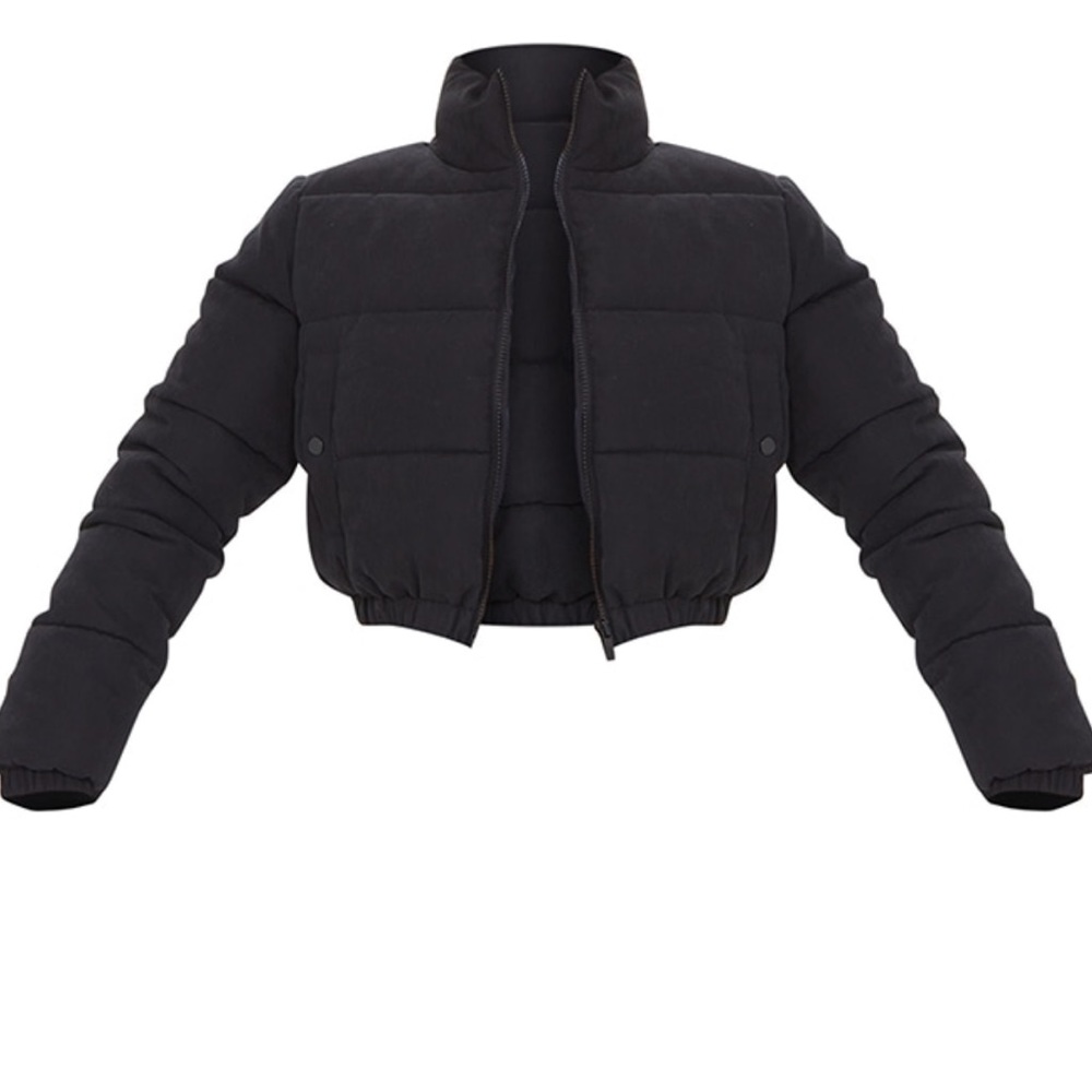 Black Cropped Bubble Puffer Jacket